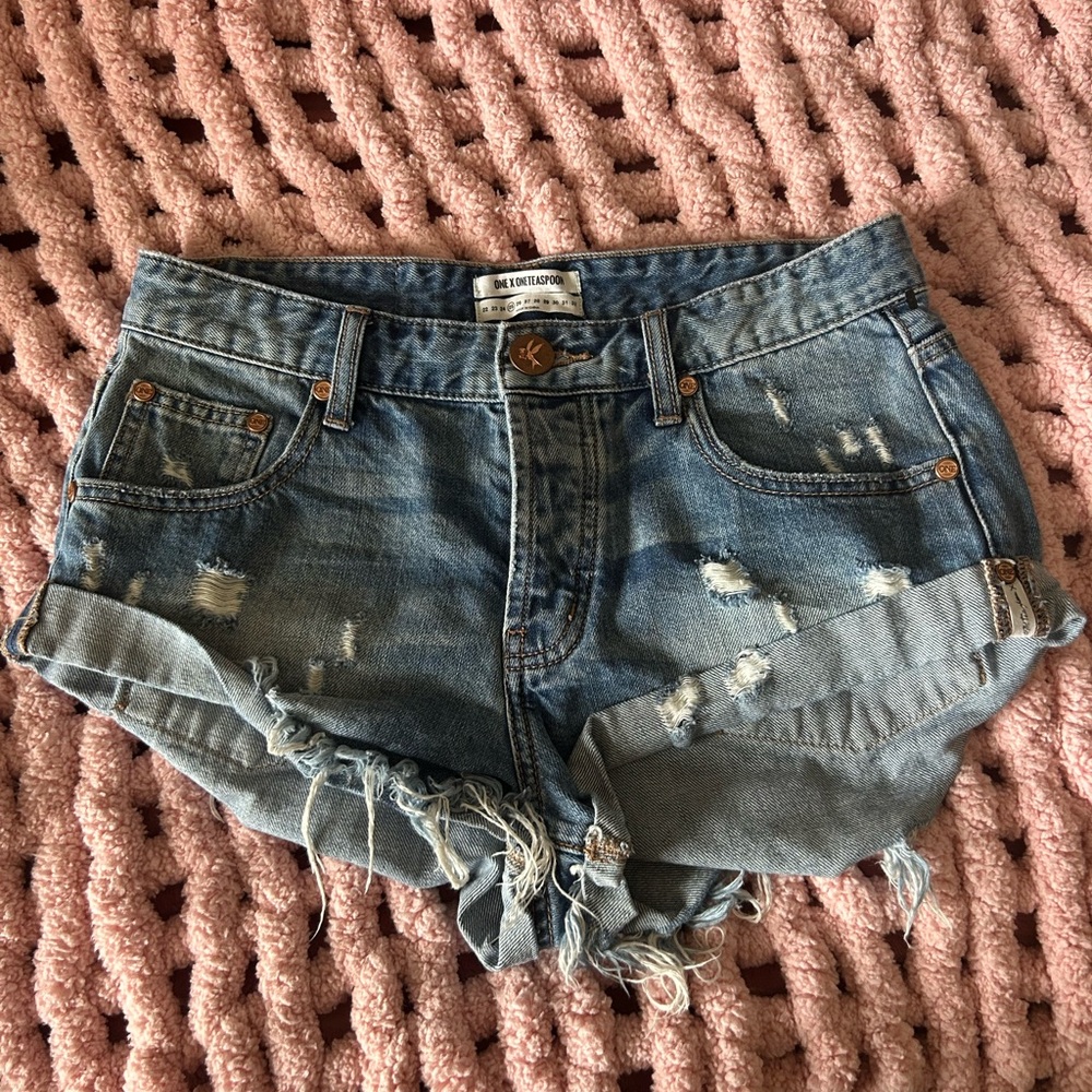 One Teaspoon Women's Blue Denim Shorts